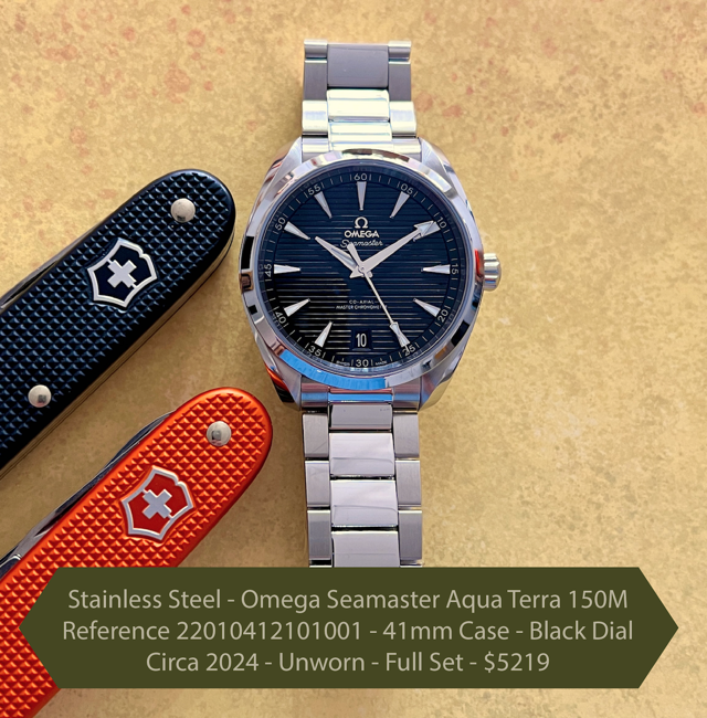 Stainless Steel - Omega Seamaster Aqua Terra 150M Reference 22010412101001 - 41mm Case - Black Dial Circa 2024 - Unworn - Full Set - $5219 